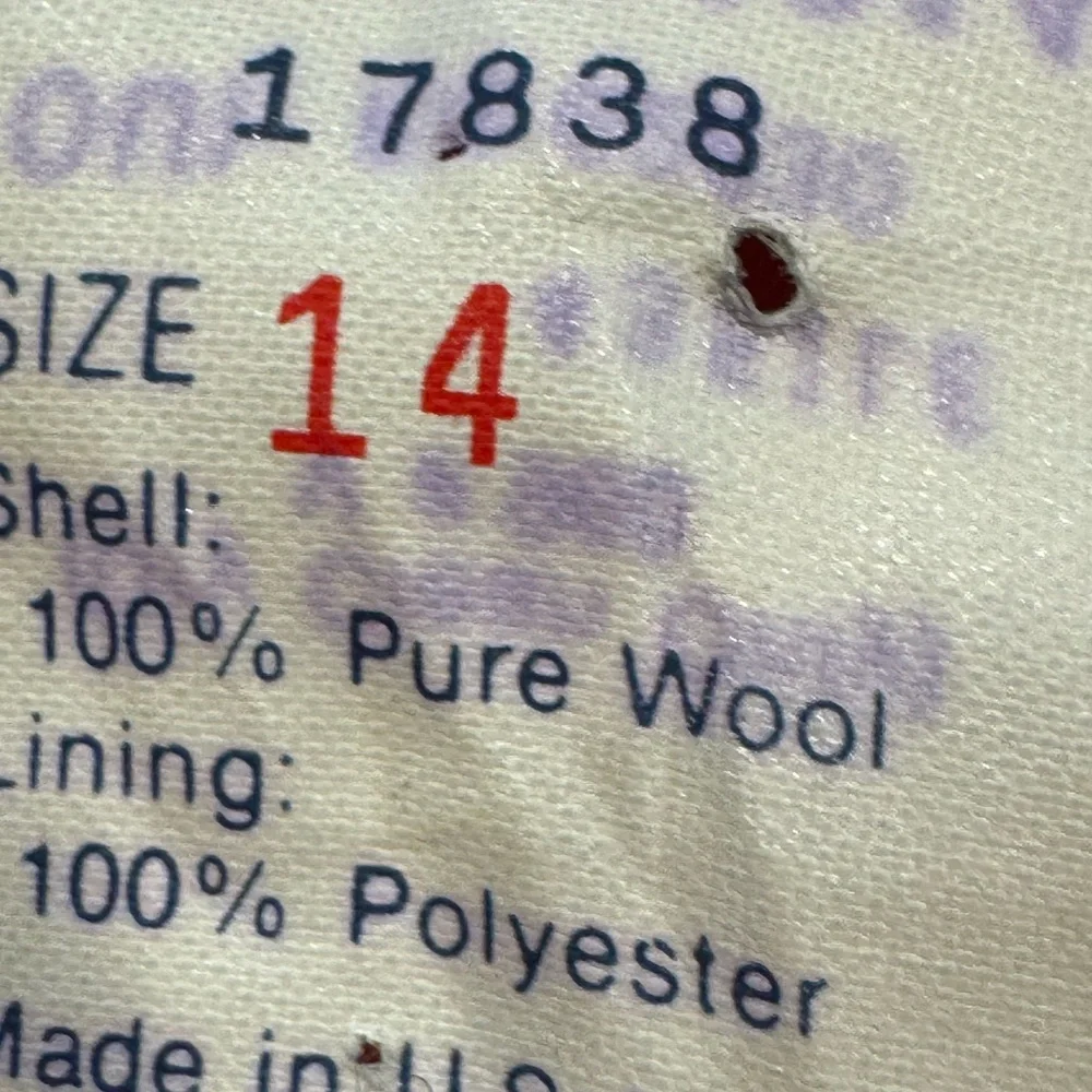 Lands' End Navy 100% Wool Pea Coat with Red Lining - Picture 4 of 4